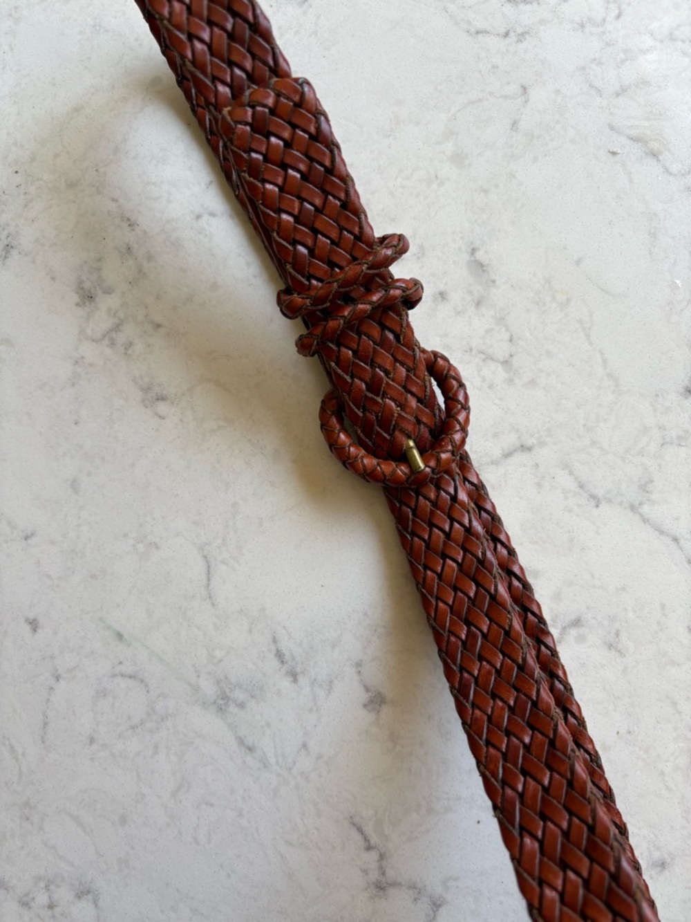 Braided Leather Womens Belt Brown